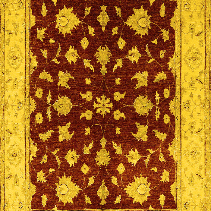 Machine Washable Oriental Yellow Industrial Rug, wshurb3087yw