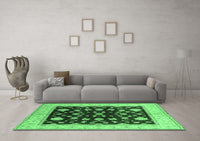 Machine Washable Oriental Emerald Green Industrial Rug, wshurb3087emgrn