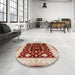 Round Mid-Century Modern Red Oriental Rug in a Office, urb3087