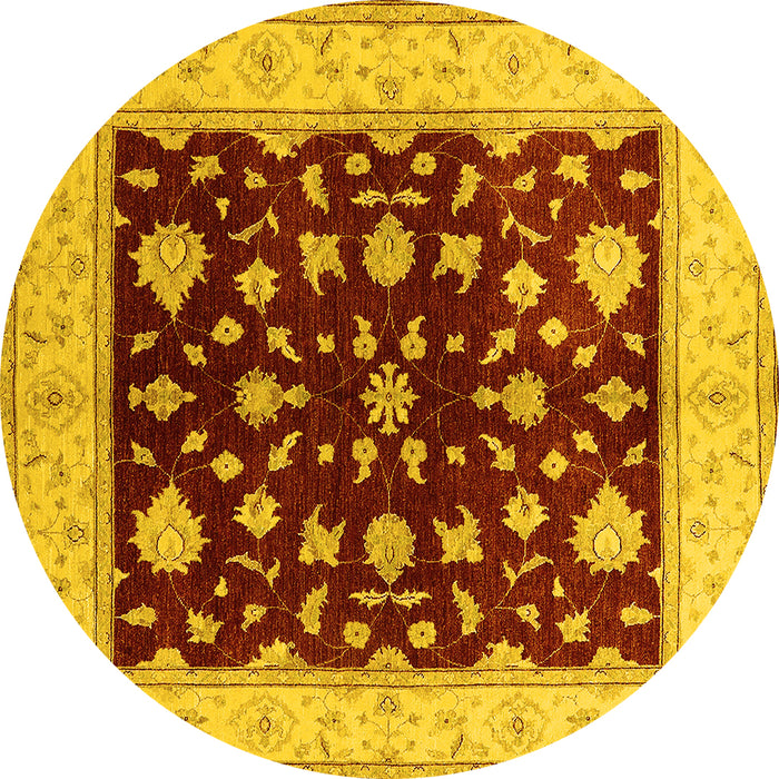 Round Oriental Yellow Industrial Rug, urb3087yw