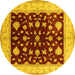 Round Oriental Yellow Industrial Rug, urb3087yw