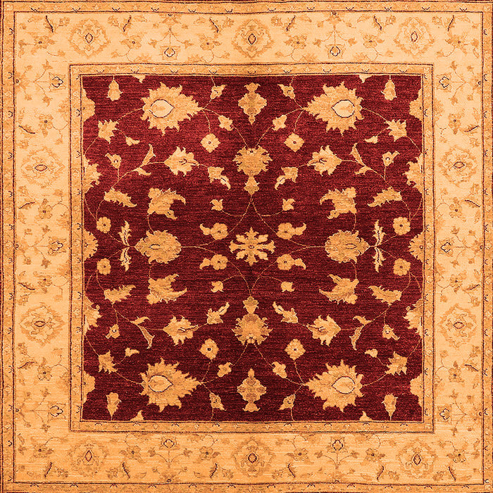 Square Machine Washable Oriental Orange Industrial Area Rugs, wshurb3087org