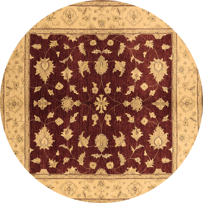 Round Machine Washable Oriental Brown Industrial Rug, wshurb3087brn