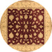 Round Machine Washable Oriental Brown Industrial Rug, wshurb3087brn