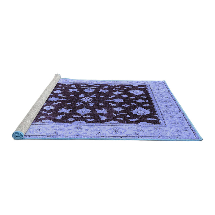 Sideview of Machine Washable Oriental Blue Industrial Rug, wshurb3087blu