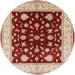 Round Mid-Century Modern Red Oriental Rug, urb3087