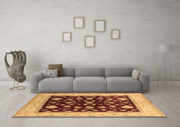 Machine Washable Oriental Brown Industrial Rug in a Living Room,, wshurb3087brn