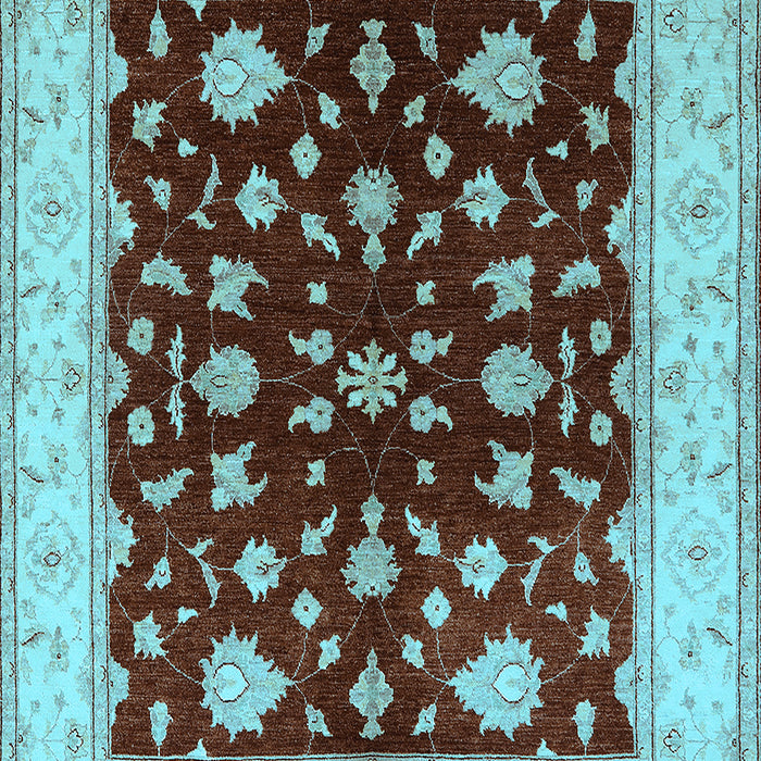 Machine Washable Oriental Light Blue Industrial Rug, wshurb3087lblu
