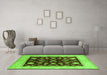 Machine Washable Oriental Green Industrial Area Rugs in a Living Room,, wshurb3087grn