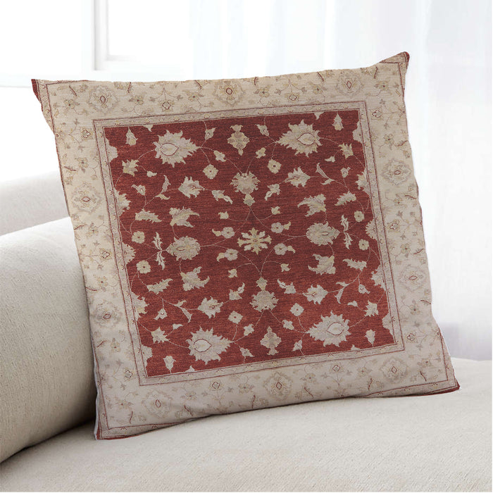 Lifestyle Image of Mid-Century Modern Urban Square Red Throw Pillow, 18 inch by 18 inch, pwurb3087