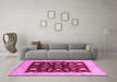 Machine Washable Oriental Pink Industrial Rug in a Living Room, wshurb3087pnk