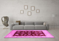 Machine Washable Oriental Pink Industrial Rug, wshurb3087pnk