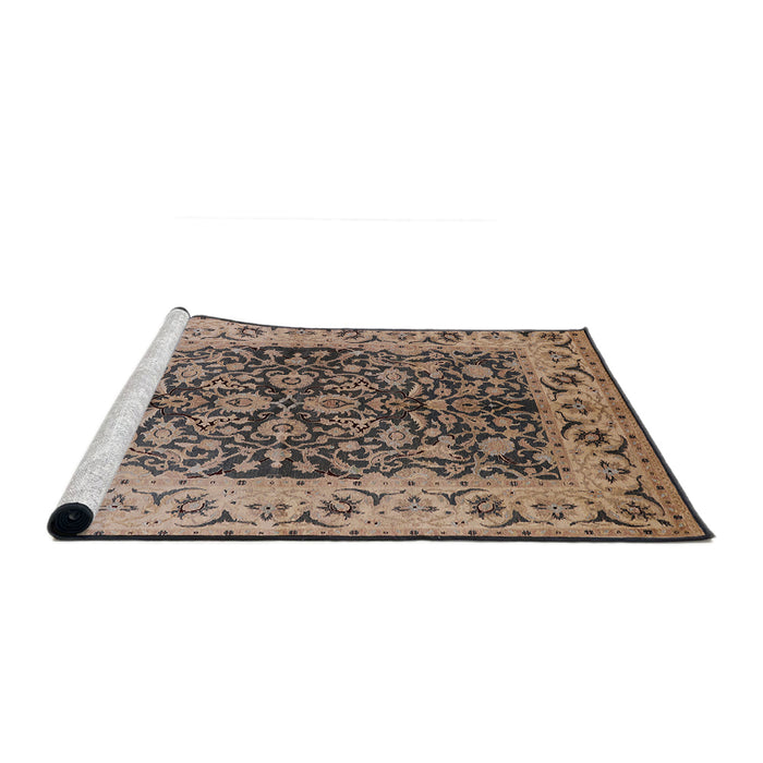 Sideview of Machine Washable Industrial Modern Coffee Brown Rug, wshurb3088