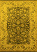 Machine Washable Oriental Yellow Industrial Rug, wshurb3088yw