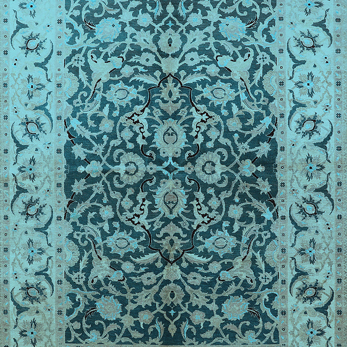 Machine Washable Oriental Light Blue Industrial Rug, wshurb3088lblu