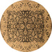 Round Oriental Brown Industrial Rug, urb3088brn