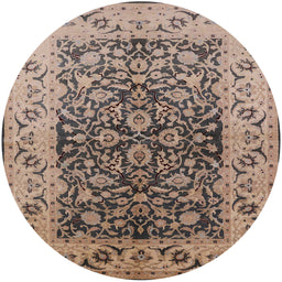Round Machine Washable Industrial Modern Coffee Brown Rug, wshurb3088