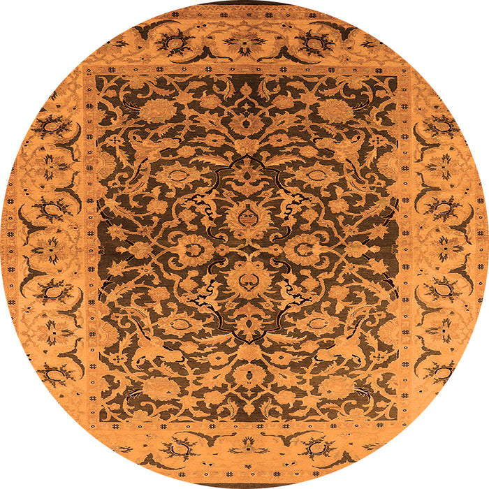 Round Machine Washable Oriental Orange Industrial Area Rugs, wshurb3088org