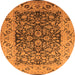 Round Machine Washable Oriental Orange Industrial Area Rugs, wshurb3088org