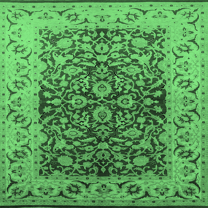 Square Oriental Emerald Green Industrial Rug, urb3088emgrn