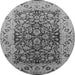 Round Machine Washable Oriental Gray Industrial Rug, wshurb3088gry