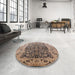 Round Machine Washable Industrial Modern Coffee Brown Rug in a Office, wshurb3088