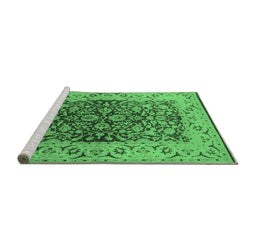 Sideview of Machine Washable Oriental Emerald Green Industrial Area Rugs, wshurb3088emgrn