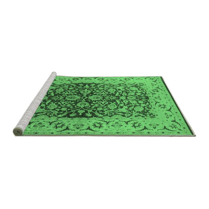Sideview of Machine Washable Oriental Emerald Green Industrial Area Rugs, wshurb3088emgrn