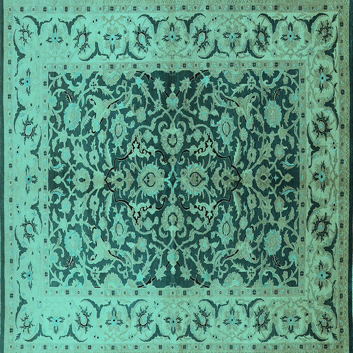 Square Oriental Turquoise Industrial Rug, urb3088turq
