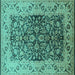 Square Oriental Turquoise Industrial Rug, urb3088turq