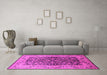 Machine Washable Oriental Pink Industrial Rug in a Living Room, wshurb3088pnk