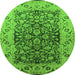 Round Oriental Green Industrial Rug, urb3088grn