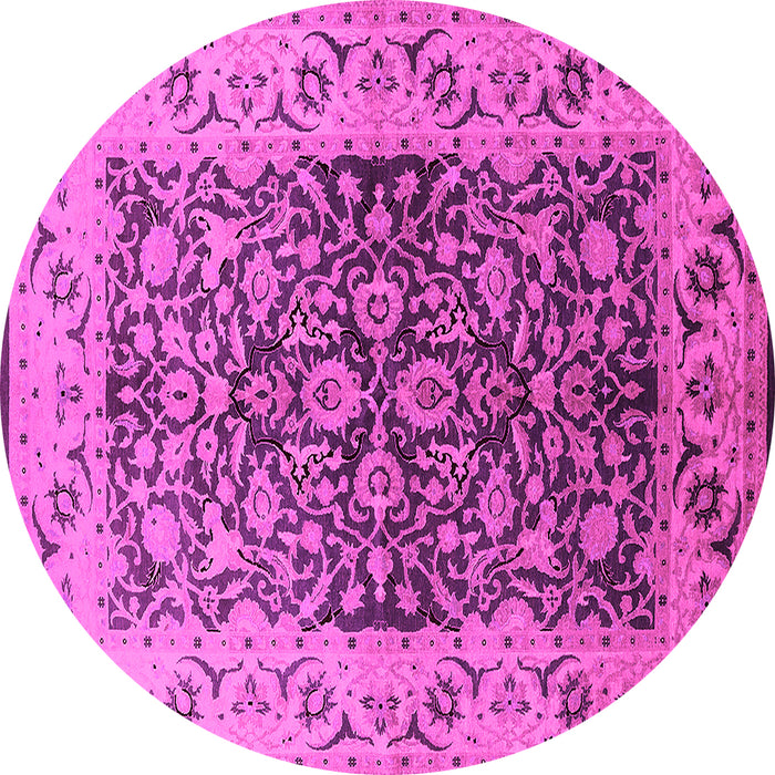 Round Machine Washable Oriental Pink Industrial Rug, wshurb3088pnk