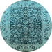 Round Oriental Light Blue Industrial Rug, urb3088lblu