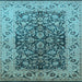 Square Machine Washable Oriental Light Blue Industrial Rug, wshurb3088lblu