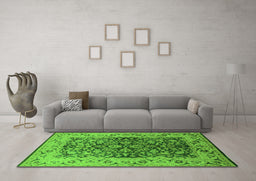 Machine Washable Oriental Green Industrial Area Rugs in a Living Room,, wshurb3088grn