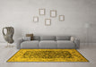 Machine Washable Oriental Yellow Industrial Rug in a Living Room, wshurb3088yw