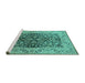 Sideview of Machine Washable Oriental Turquoise Industrial Area Rugs, wshurb3088turq