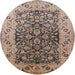 Round Mid-Century Modern Coffee Brown Oriental Rug, urb3088