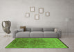 Machine Washable Oriental Green Industrial Area Rugs in a Living Room,, wshurb3089grn