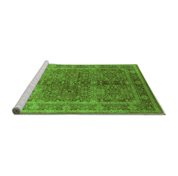 Sideview of Machine Washable Oriental Green Industrial Area Rugs, wshurb3089grn