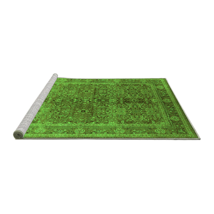 Sideview of Machine Washable Oriental Green Industrial Area Rugs, wshurb3089grn