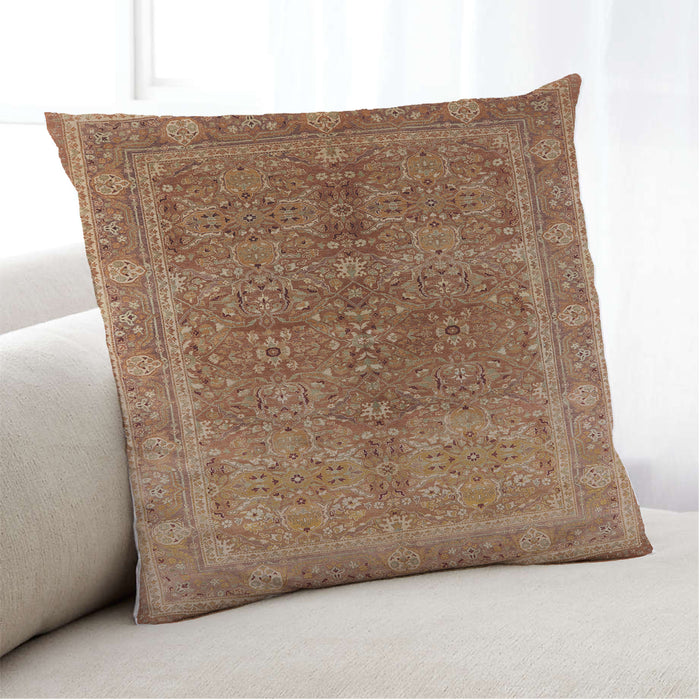 Lifestyle Image of Mid-Century Modern Urban Square Mahogany Brown Throw Pillow, 18 inch by 18 inch, pwurb3089