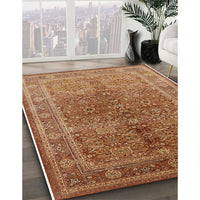 Mid-Century Modern Mahogany Brown Oriental Rug, urb3089