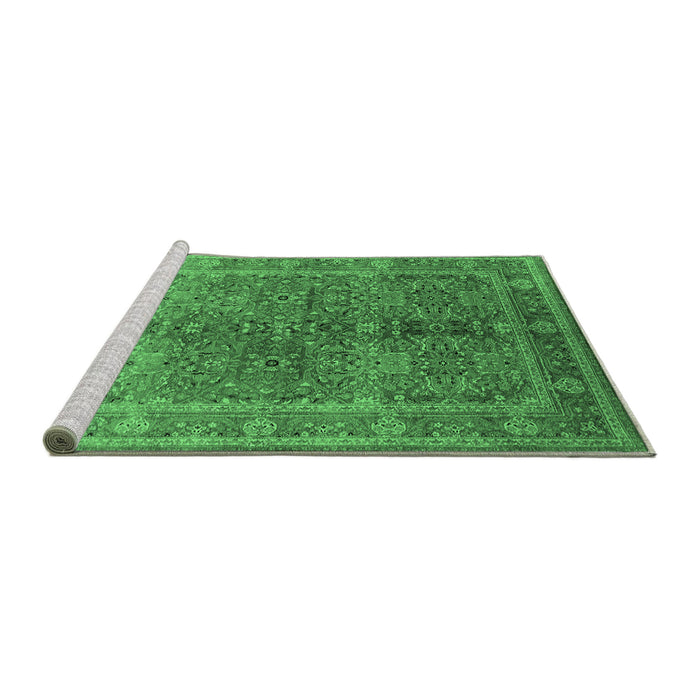 Sideview of Machine Washable Oriental Emerald Green Industrial Area Rugs, wshurb3089emgrn