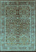 Machine Washable Oriental Light Blue Industrial Rug, wshurb3089lblu