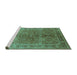 Sideview of Machine Washable Oriental Turquoise Industrial Area Rugs, wshurb3089turq