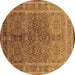 Round Oriental Brown Industrial Rug, urb3089brn