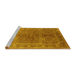 Sideview of Machine Washable Oriental Yellow Industrial Rug, wshurb3089yw