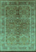 Machine Washable Oriental Turquoise Industrial Area Rugs, wshurb3089turq